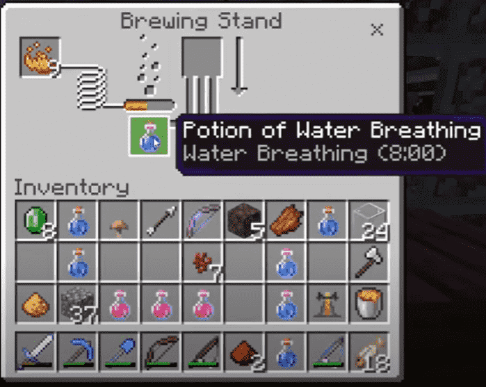 Crafting breathing potion respiration minecraft