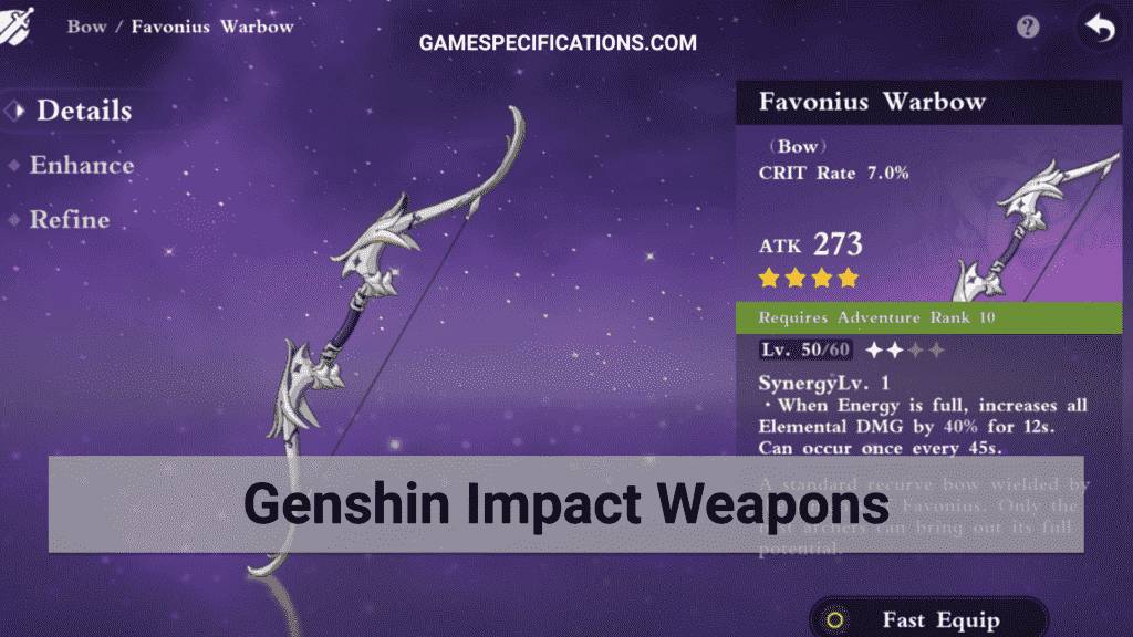 genshin impact weapons