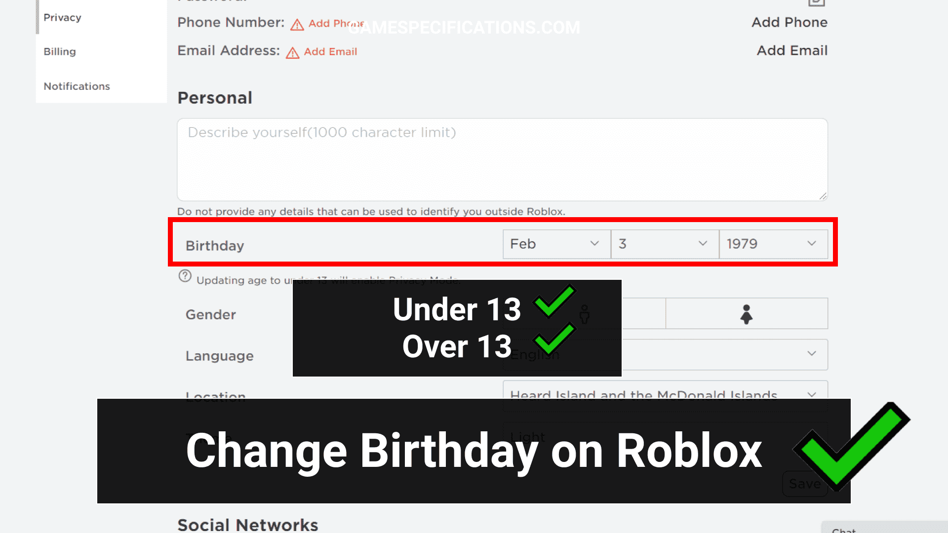 How To Change Your Birthday On Roblox Pc Xbox One And Mobile Game Specifications - how do you change your roblox password if you forgot it