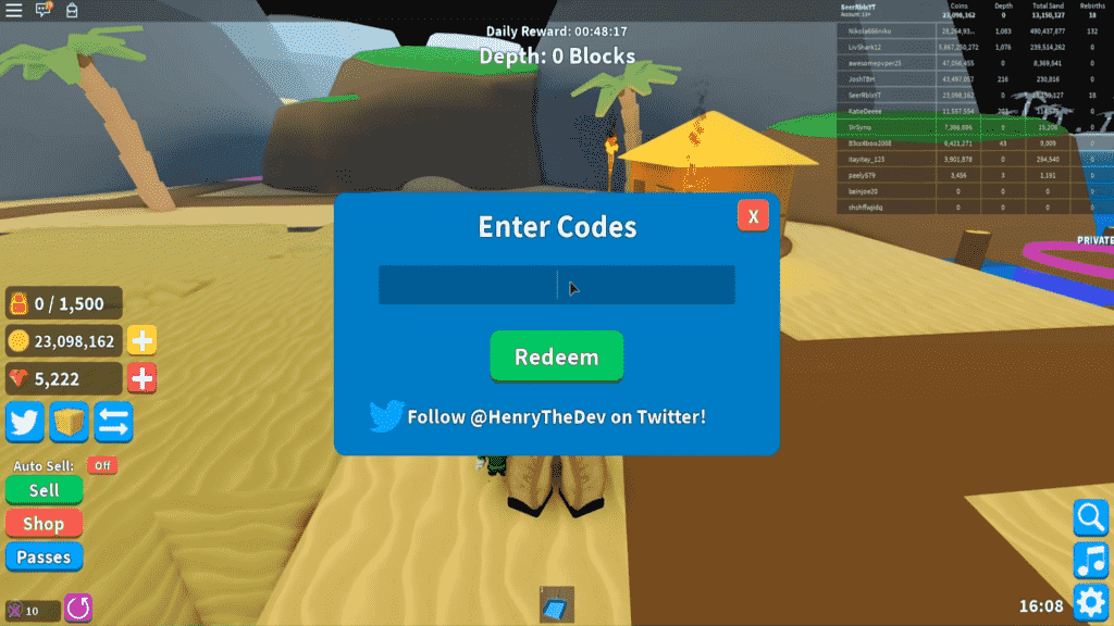 Roblox Treasure Hunt Simulator Redeem Codes