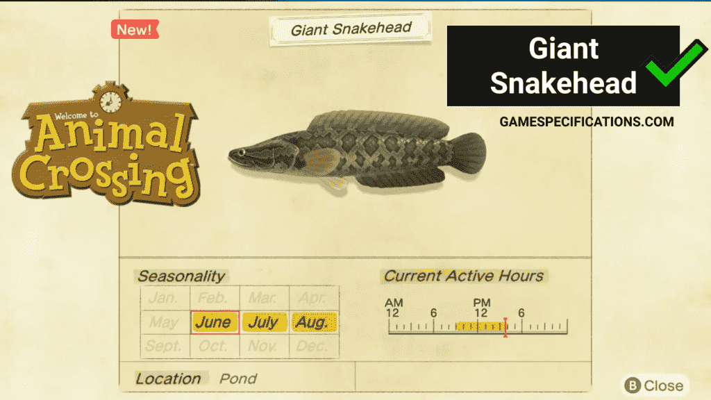 Animal Crossing Giant Snakehead