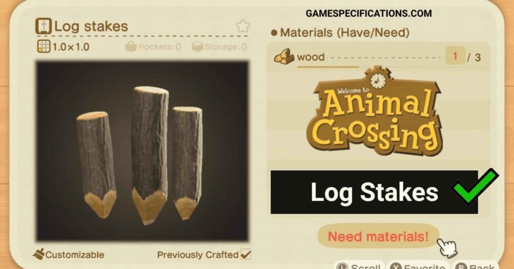 Log Stakes Animal Crossing