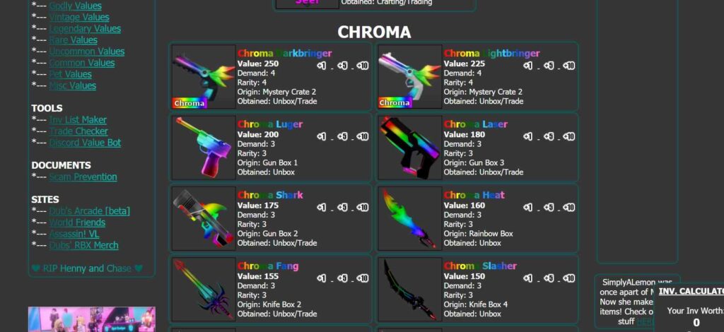 500 Mm2 Value List To Get The Best Items 2021 Game Specifications - roblox mm2 value list in seers