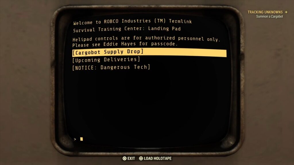 Tracking Unknowns Fallout 76 Cargobot