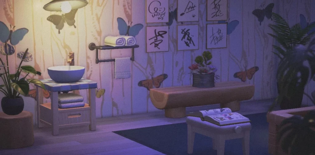 Animal Crossing Butterfly-Themed Bathroom