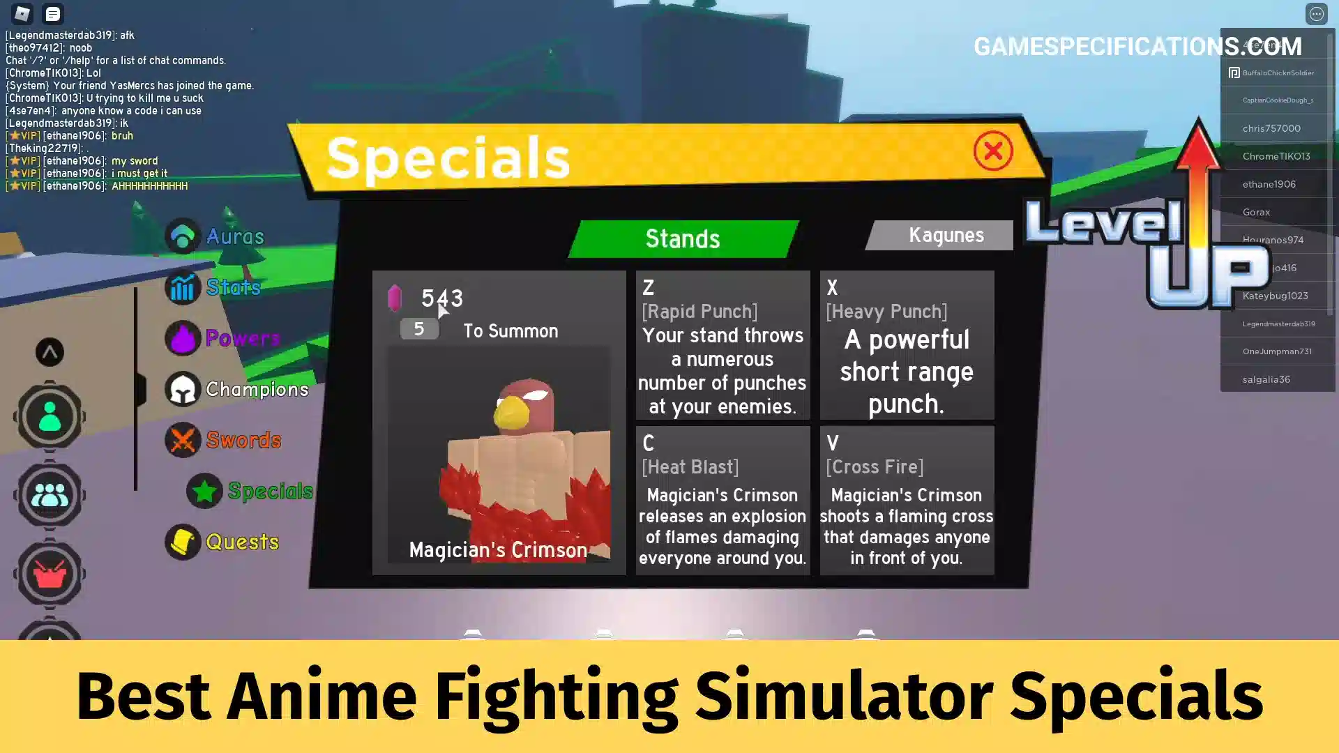 Best Anime Fighting Simulator Special - Game Specifications