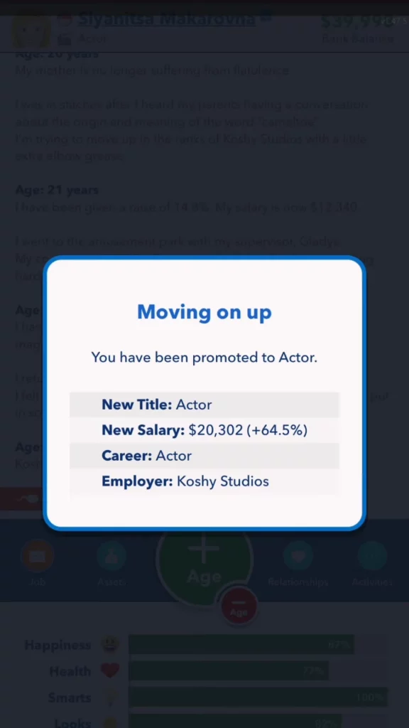 Being an Actor in Bitflife