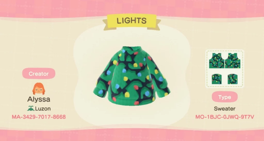 Animal Crossing Christmas Lights Sweater 