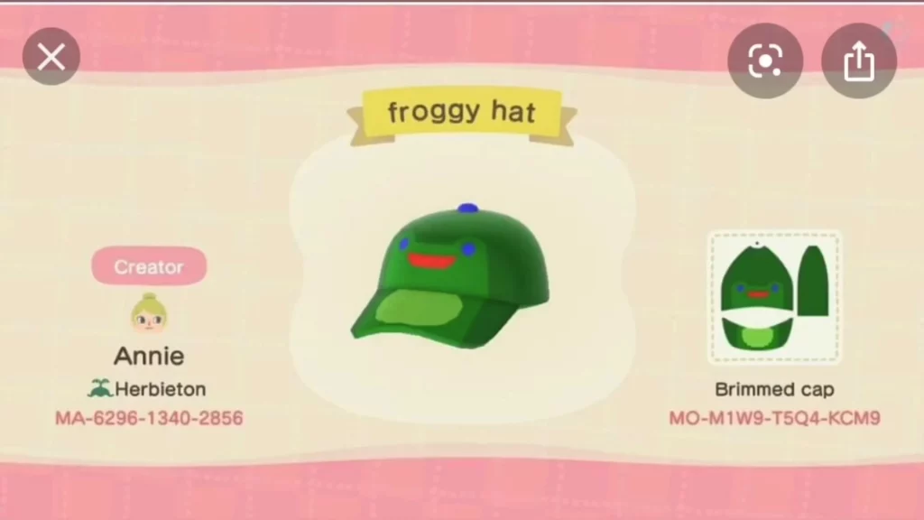 Animal Crossing Froggy Cap