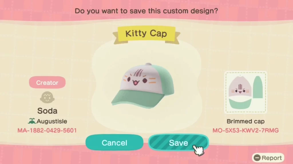 Animal Crossing Kitty Cap