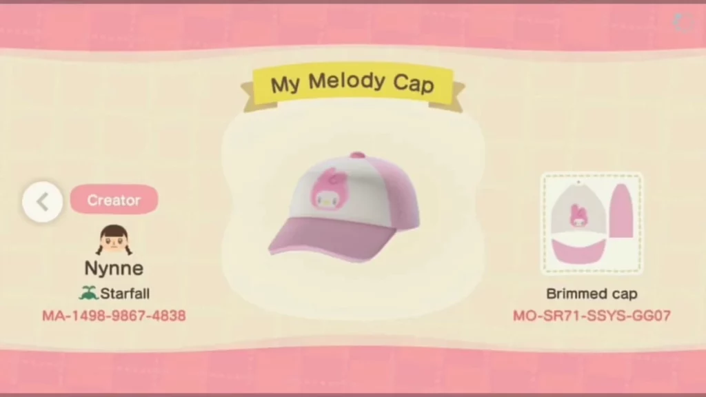 Animal Crossing My Melody Cap