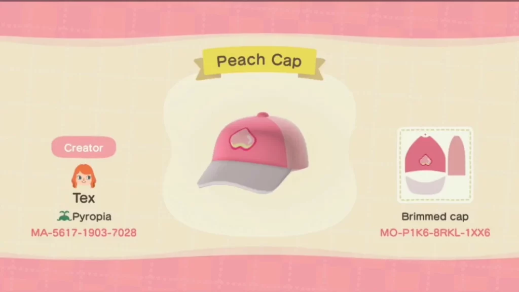 Animal Crossing Peach Cap