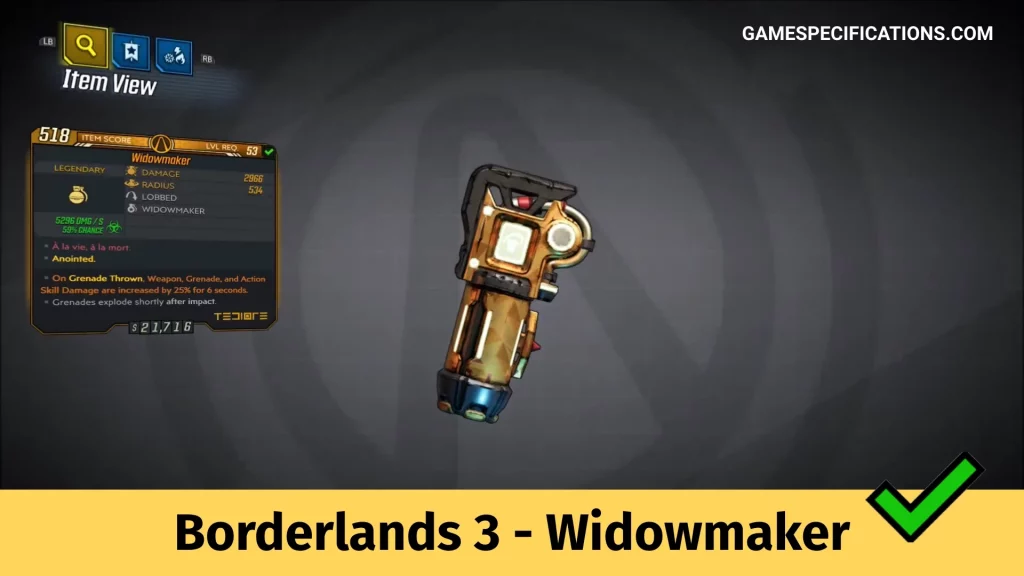 Borderlands 3 Widowmaker
