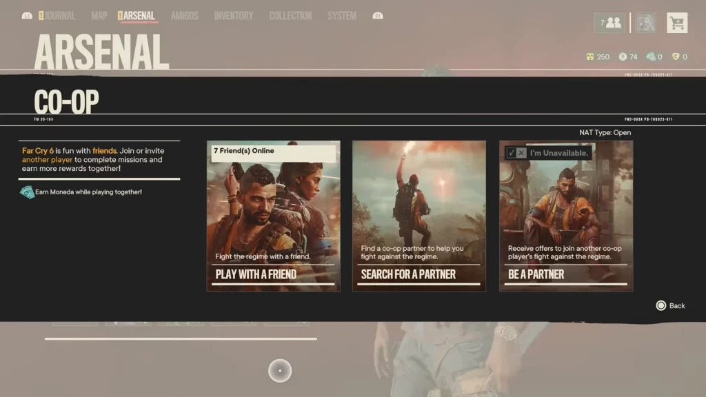 Co-Op mode screen in Far Cry 6