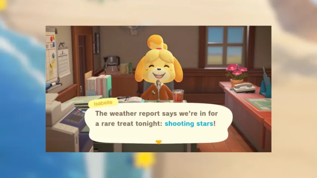 Isabelle announcing shooting stars event