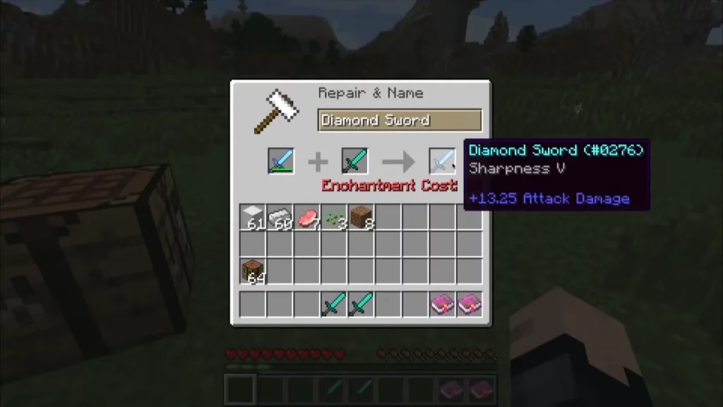 Combine Two Items in Minecraft