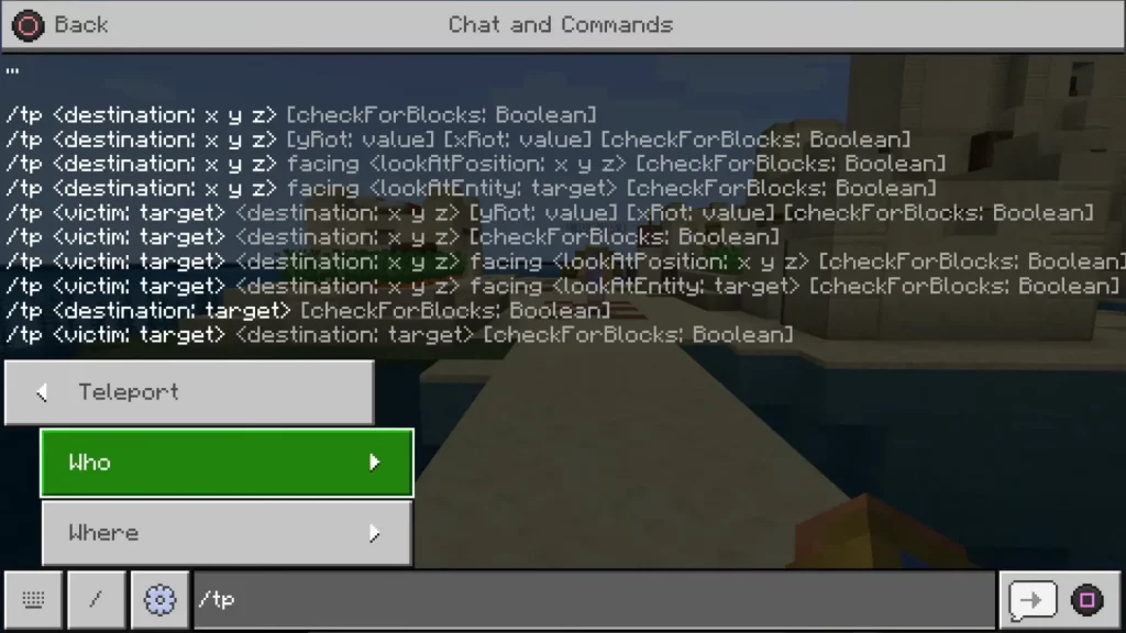 Using Tp Command in Minecraft