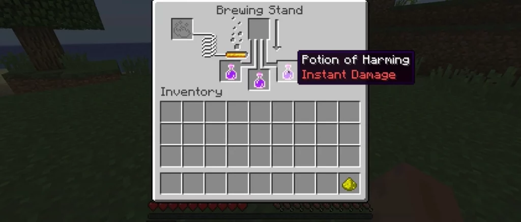 instant harming potion damage