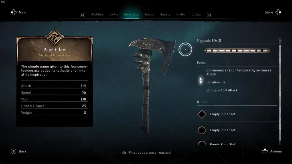 Bear-Claw axe in Assassin's Creed Valhalla Axes
