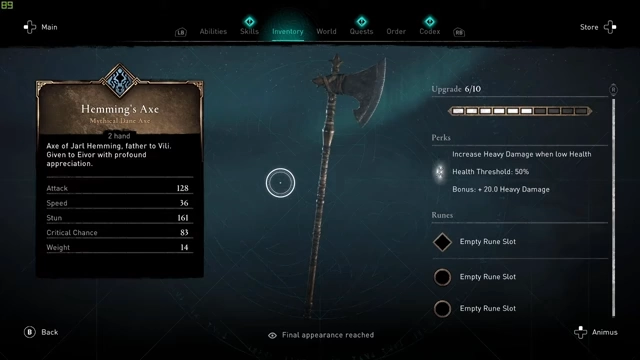 Hemming's Axe in Assassin's Creed Valhalla Axes