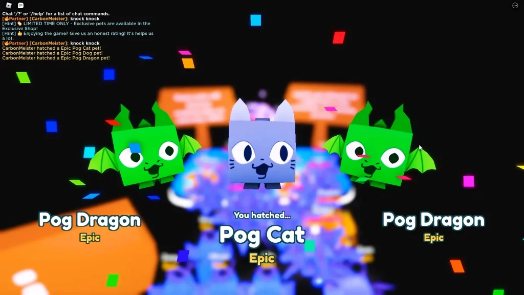 Hatching Pog Cat in Pet Simulator X