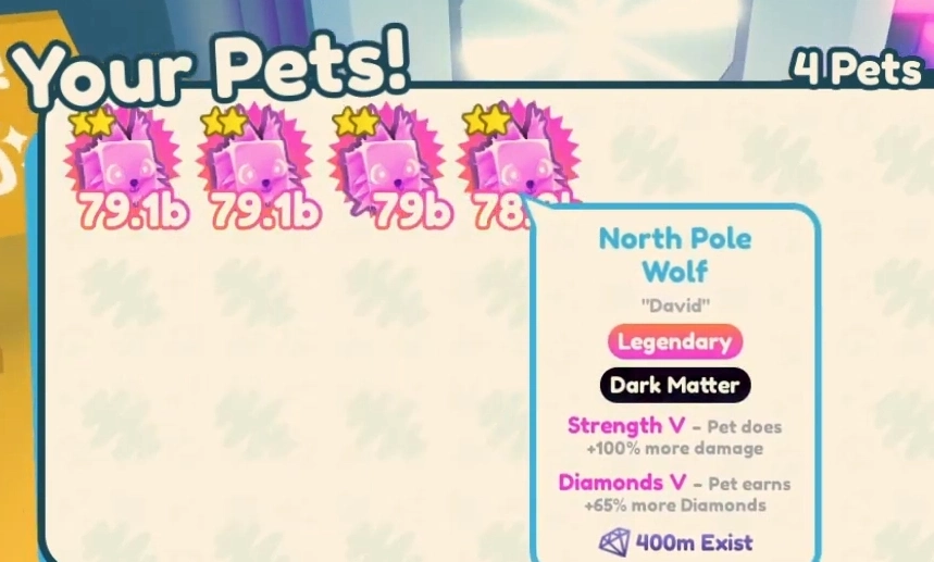 north pole wolf in pet simulator x