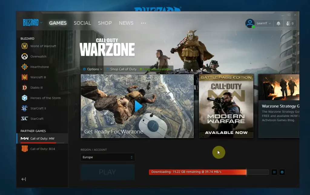 Installing Warzone on PC
