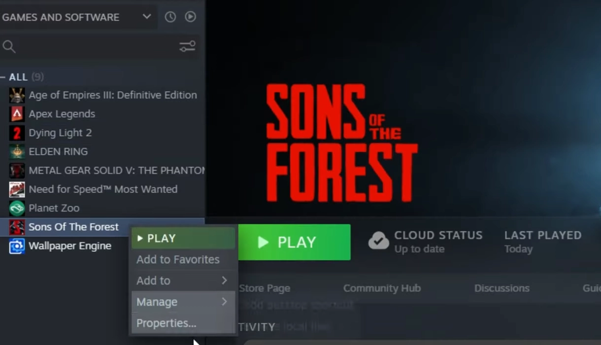 Restart Sons of Forest