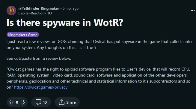 Pathfinder Spyware Reddit